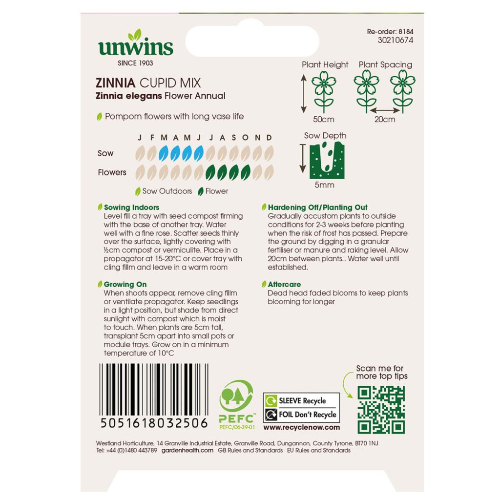 Unwins Zinnia Cupid Mix Seeds 5051618032506 2